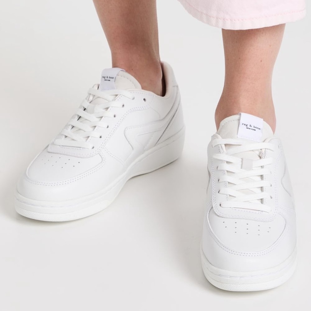 rag & bone White Leather retro court sneakers